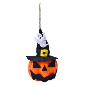 Ornamento Decorativo Porta Abóbora Fantasma Halloween 9x17x9Cm