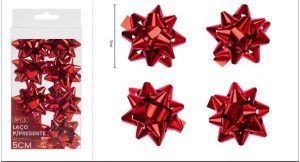 Conj 8 Laços Presente Vermelhos 5Cm