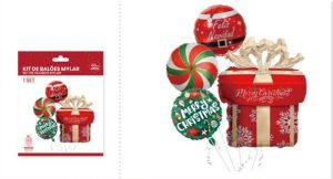 Kit 4 Balões de Natal Foil Prenda 68cm