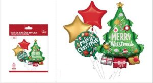 Kit 4 Balões de Natal Foil Árvore Natal 78cm