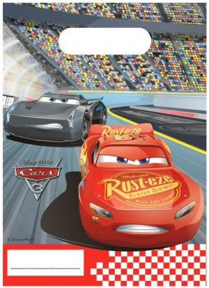 Blister 6 Sacos Presente Plástico Disney Cars Arena Race 23x17Cm