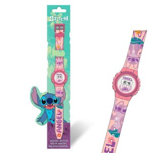 Relógio Pulso Digital Stitch & Angel Pink