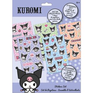 Kit com 5 Folhas com Stickers Kuromi