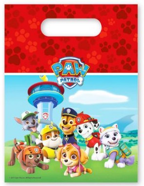 Conj. 6 Sacos Presente Patrulha Pata Ready for Action 16×23Cm