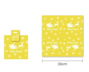 Conj. 16 Guardanapos Papel Dourados Feliz Natal 33x33Cm