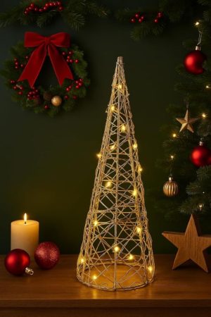 Árvore Cone de Natal Led Dourada
