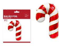 Balão Foil Bengala Natal 54x74Cm