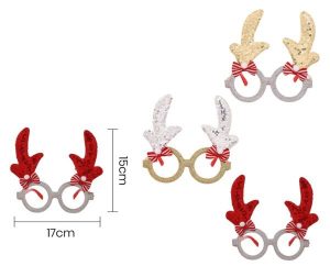 Óculos de Natal Glitter Veado 15Cm Prateado-Dourado-Verm.