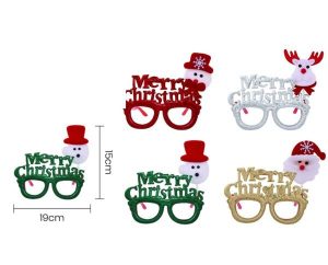 Óculos de Natal Merry Christmas 15Cm Verde-Prateado-Dourado-Verm.