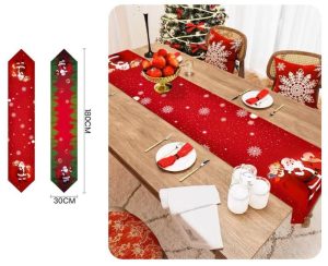 Caminho de Mesa Natalício Vermelho Pai Natal 30x180Cm