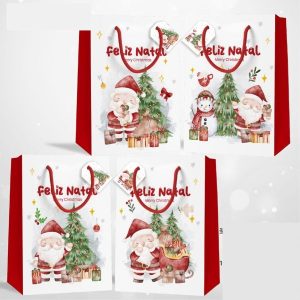 Saco Papel Natal Feliz Natal 50x38x18Cm