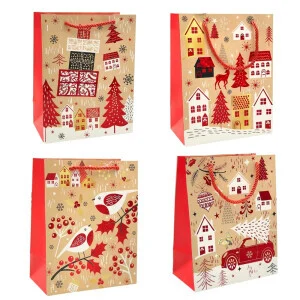 Saco Papel Natal Asa Cordão 26x32x10Cm