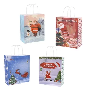 Saco Papel Natal Asa Torcida 26x33x12Cm
