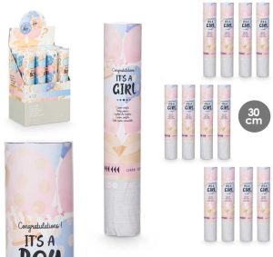 Lança Confetis Revelação de Género 30Cm - Azul
