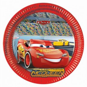 Conj. 8 Pratos Papel 23Cm Cars Disney