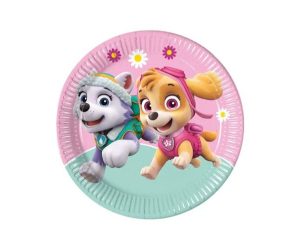 Conj. 8 Pratos Papel 23Cm Patrulha Pata Skye e Everest