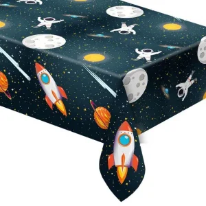 Toalha de Mesa Plástica Espaço-Astronauta 120x180Cm