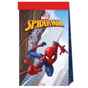 Conj. 4 Sacos Papel Spiderman Crime Fighter 22x13x7.2Cm