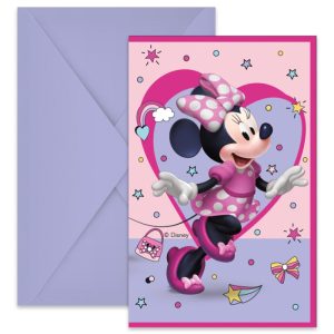 Blister 6 Convites Festa Minnie Disney