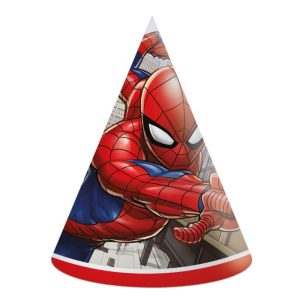 Conj. 6 Chapéus Cone Festa Spiderman Crime Fighter