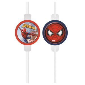 Blister 4 Palhinhas Papel Spiderman Crime Fighter