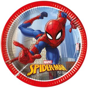 Conj. 8 Pratos Papel 20Cm Spiderman Crime Fighter