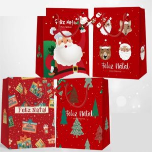 Saco Papel Natal Feliz Natal 72x50x17.5Cm