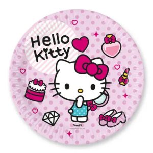 Conj. 8 Pratos Papel 23Cm Hello Kitty