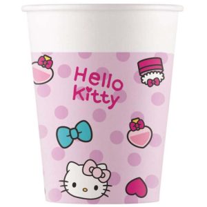 Conj. 8 Copos Papel 200Ml Hello Kitty Fashion