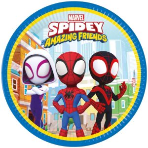 Conj. 8 Pratos Papel 23Cm Spidey Friends