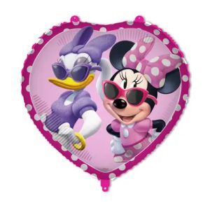 Balão Foil Coração Minnie Junior e Margarida Disney 46Cm