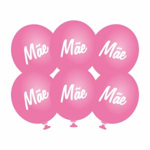 Blister 6 Balões Látex Rosa Fúcsia Mãe 30Cm