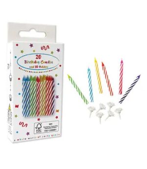 Conj. 20 Velas com 10 Suportes Multicolor Riscas Mini