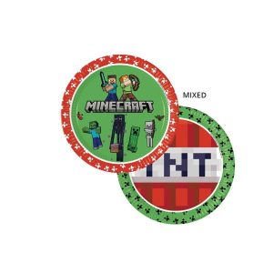 Conj. 8 Pratos Papel 23Cm Minecraft