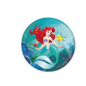Conj. 8 Pratos Papel 23Cm Ariel Disney