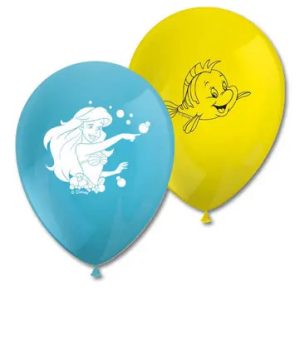 Blister 8 Balões Látex Princesa Ariel Disney 25Cm