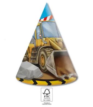 Conj. 6 Chapéus Cone Festa Tema Construção