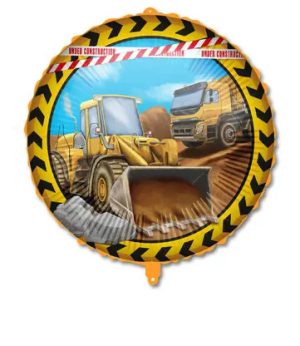 Balão Foil Redondo Tema Construção 46Cm