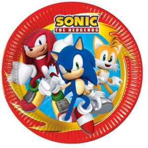 Conj. 8 Pratos Papel 23Cm Sonic the Hedgehog