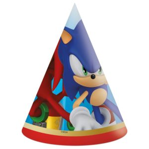 Conj. 6 Chapéus Cone Festa Sonic the Hedgehog Sega