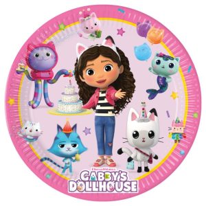 Conj. 8 Pratos Papel 23Cm Gabby´s Dollhouse and Friends