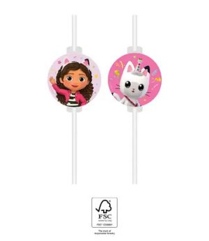 Blister 4 Palhinhas Papel Gabby´s Dollhouse and Friends