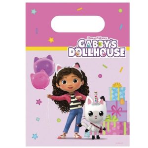 Blister 6 Sacos Presente Plástico Gabby´s Dollhouse 23x17Cm