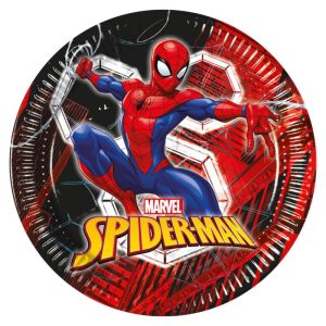 Conj. 8 Pratos Papel 23Cm Spiderman World Of Webs