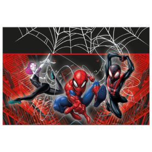 Toalha Mesa Plástico Spiderman World Of Webs 120x180Cm
