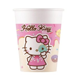 Conj. 8 Copos Papel Hello Kitty & Kuromi 200Ml