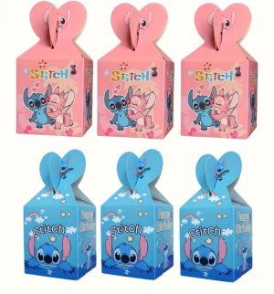 Conj. 6 Caixas Doces Stitch e Angel 17x8.5x8.5Cm