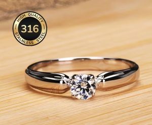 Anel Aço Inoxidável Prateado com Zircónia Sintética Nº7 (54.4mm)