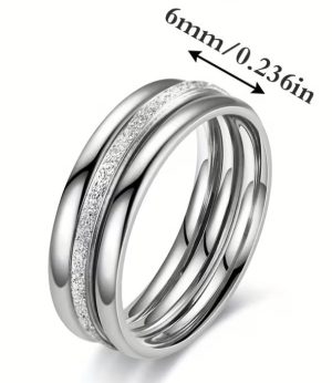 Conj. 3 Anéis Aço Inoxidável Prateado Brilho Nº8 (57mm)