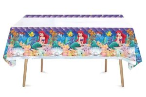 Toalha de Mesa Plástica Disney Princesa Sereia Ariel 108x180Cm